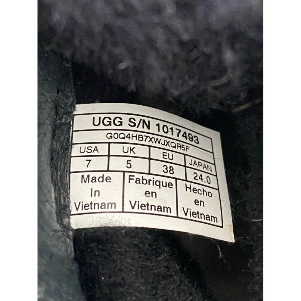 UGG Black Faux-Fur Lace-Up Women's Ankle Boots Sz 7 Rich Ski Resort Boho Chic